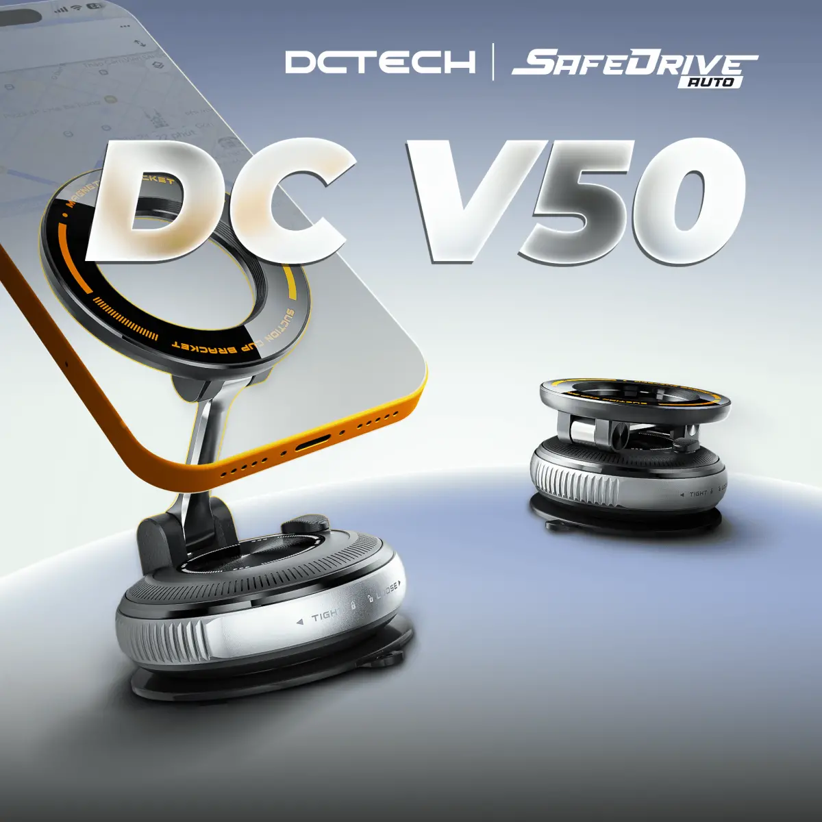 DCTECH V50 Magnetic Car Phone Holder with Vacuum Suction Mount 720° Rotation Foldable Design